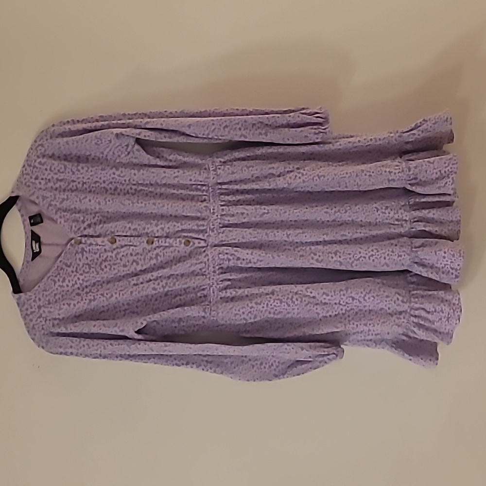 Lands' End Girls Size XL (14-16) Floral Ruffle Dress with Pockets Pink Purple